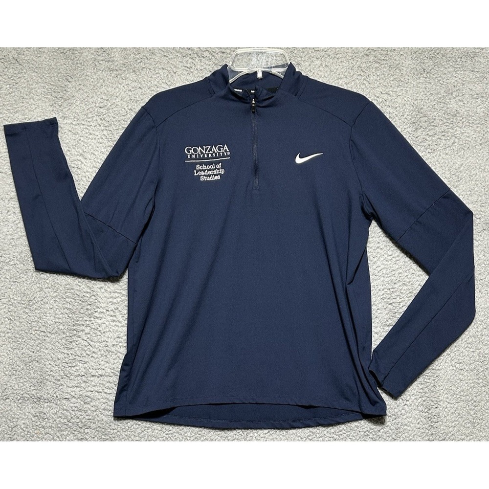 Nike Running Mens Gonzaga‎ University Bulldogs 1/4 Zip Shirt Size L Blue